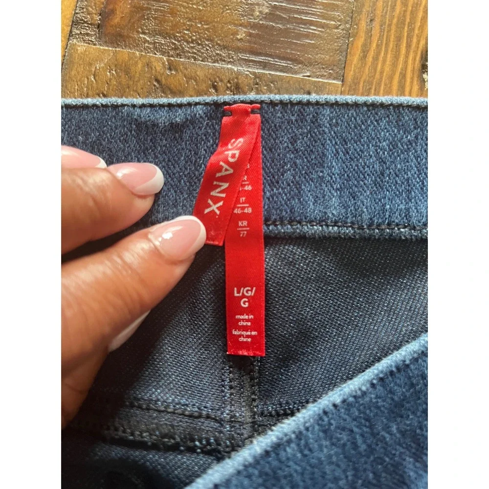 SPANX Jean-ish Ankle Leggings Skinny Jeans Women L Blue Indigo Minimalist